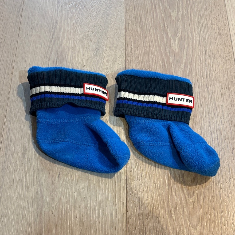 Hunter Kids Royal Blue Fleece Boot Socks with Cuffs